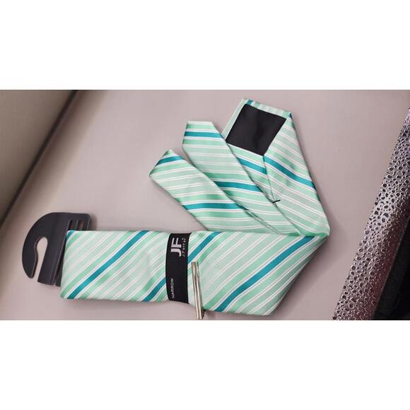 Other - Stylish Narrow Striped Tie by J.Ferrar - Aqua & White NWT